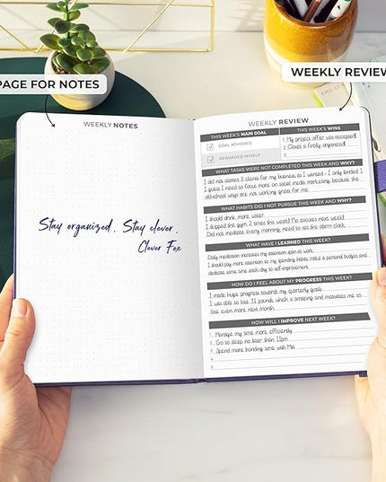 Clever Fox Daily Planner – Undated Planning Notebook with Hourly Schedule & To-Do List – Personal Day Task & Work Organizer, 6 Months (Purple)