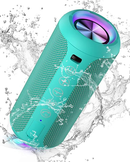 Ortizan Portable Bluetooth Speakers, IPX7 Waterproof Wireless Speaker with 24W Loud Stereo Sound, Outdoor Speaker with Bluetooth 5.3, Deep Bass, RGB Lights, Dual Pairing, 30H Playtime for Home, Party