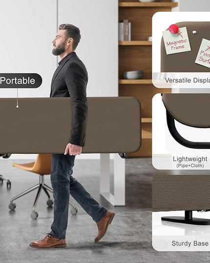 DECOLAB Desk Divider, Portable Privacy Tabletop Partition Panel for Office, Student, Counter Top, Testing, Freestanding, Anti Scratch, 48"x18", Taupe