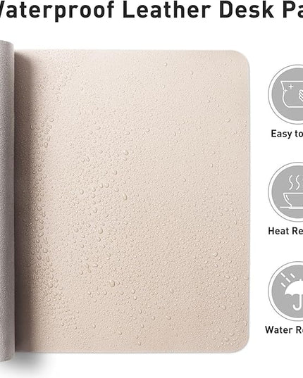 Aothia Large PU Leather Desk Pad Protector – Non-Slip Mouse Pad & Writing Mat for Office/Home, Waterproof, Easy to Clean(48" x 17", Eggshell)