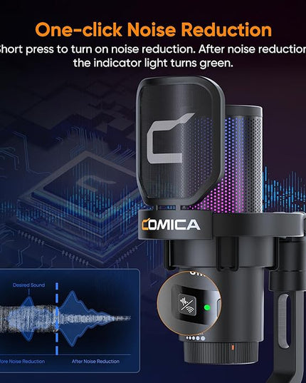 COMICA EJoy Uni Pro Wireless USB Microphone for PC Gaming, Streaming, Podcast, YouTube, with Noise Cancellation, Mute, Gain, Monitoring - Condenser Mic for PS5, PS4, Mac, Computer (Desktop Mic)
