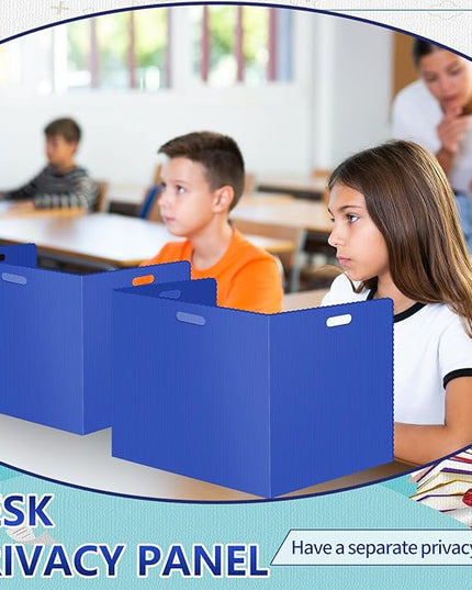 24 Pcs Desk Dividers for Students Classroom Plastic Privacy Folders Blue Test Dividers for Students Desks Trifold Privacy Panel Partitions for School Teacher Supplies(24pcs Blue)