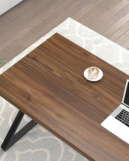 FOLUBAN Office Desk, Modern Wood and Metal Home Desk, Writing Study Work Desks for Bedroom, Industrial PC Gaming Table for Living Room, Walnut, 60 Inch
