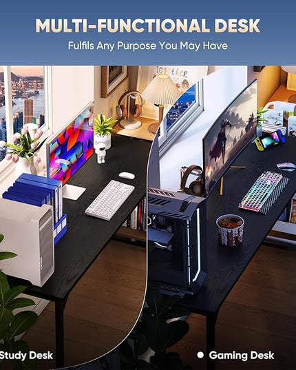 DUMOS 32 Inch Office Small Computer Desk Modern Simple Style Writing Study Work Table for Home Bedroom - Wood Black