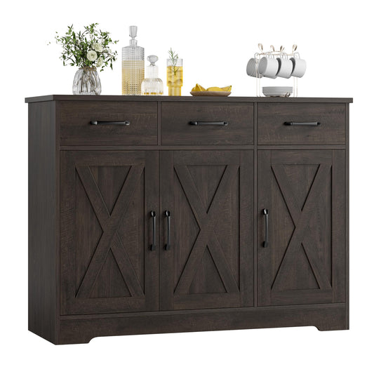 HOSTACK Kitchen Buffet Cabinet with Storage, Sideboard Coffee Bar, Brown
