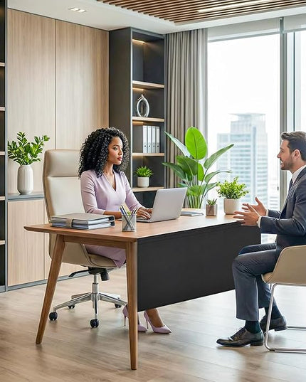 48" Under Desk Privacy Panel Self-Adhesive Modesty Panel 600D Heavy Duty Desk Skirt Privacy Divider for Office Home or Standing Workstation Concealer Shield