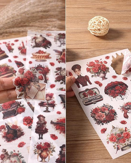 Auguro Vintage Ephemera Sticker 24 Sheets precut 300 washi Stickers Paper Journal Stickers for Adults People Scrapbook Stickers Scrapbooking Supplies