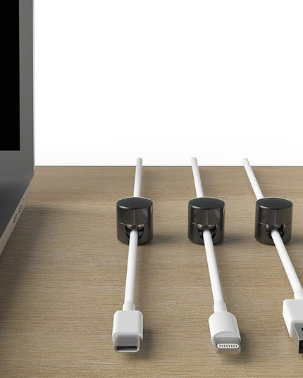 Cable Anchors for Desk Organization Gun Metal | Premium Aluminum Cord Organizers | Charger + Cable Management Clips for Home & Office | Stylish, Sturdy, & Functional | (3 Pack)