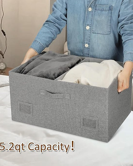 75 Quarts Extra Large Decorative Storage Bins with Lids, 1 Pack Gray Collapsible Storage Bins with Lids, Stackable Storage Bins Decorative Box Storage With Lid Extra Large