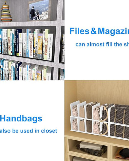 Adjustable Vertical File Sorter Sturdy Plastic Expandable Upright File Holder, Desktop Binder Organizer, Home School Office Organization Bookshelf Divider, Assemble Easily Endlessly, White