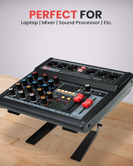 Pyle Portable Adjustable Laptop Stand - Anti-Slip Standing Table Monitor or Computer Desk Workstation Riser with Level Height Alignment for DJ, PC, Gaming, Home or Office