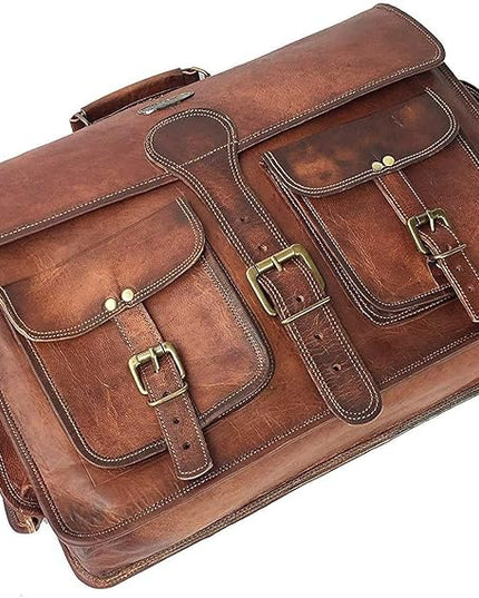 Cuero DHK 16 Inch Vintage Handmade Leather Messenger Bag Laptop Briefcase Computer Satchel Bag for Men & Women (16 Inch Medium)