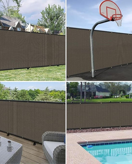 Windscreen4less Privacy Fence Screen Heavy Duty Windscreen Fencing Mesh Fabric Shade Net Cover with Brass Grommtes for Outdoor Wall Garden Yard Pool Deck, 6'x160' Brown