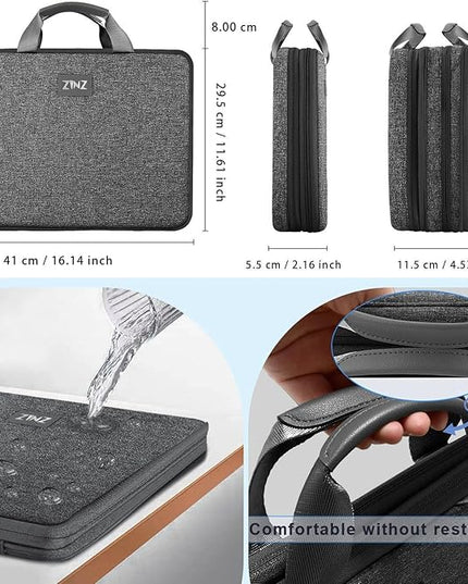 ZINZ Laptop Case 15 15.6 16 inch Sleeve, Expandable Computer Hand Bag with Multi-pockets Compatible with MacBook Pro 16 inch M4/M3/M2/M1, MacBook Air/Pro 15 inch and 15-16 inch Notebooks，MG01Y01
