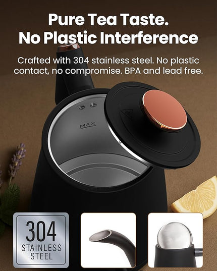 Vianté Electric Gooseneck Kettle with Precise Temperature Control. Pour Over Coffee & Tea Kettle. Boil-Dry Protection & Keep Warm Function. Stainless Steel, BPA-Free. Includes V60#2 Filters. 0.8L