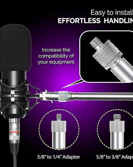 IXTECH Mic Stand Adapter Set 8 pieces Metal Microphone Stand Screw Thread Adapter 5/8 Female to 3/8 Male 3/8 Female to 5/8 Male 5/8 Female to 1/4 Male 1/4 Female to 5/8 Male Tripod Adapter ADP03 Slvr