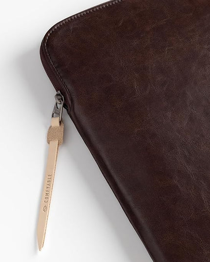 Comfyable Slim Laptop Sleeve Compatible with 13 Inch MacBook Air 13 in M4 M3 M2 M1, 13" MacBook Pro, PU Leather Bag Water-Resistant Cover Case, Briarwood