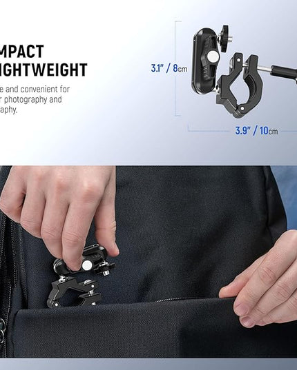 Neewer Action Camera Pole Mount with Two 360° Ball Heads 1/4" Screw Action Camera Adapter, Holder Clamp for Motorcycle Bike Handlebar, Compatible with GoPro Hero13 12 11 10 9 Max360 Insta360 DJI Osmo