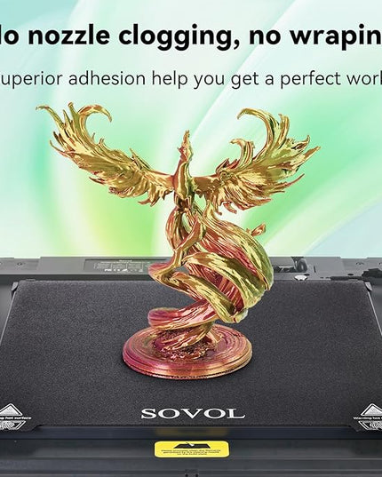 Sovol PLA Filament Silk Tri Color Co-Extrusion 1.75mm, 3D Printer Filament 1kg/ 2.2lbs, Shiny Silk Gold Green Rose Red 3 in 1 Coextrusion PLA Material +/-0.03mm