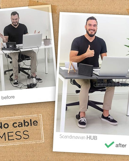 Under Desk Cable Management Tray, Cord Organizer for Wire, Cord Management Under, Wire Holders - Black Tray - Set of 2X 17