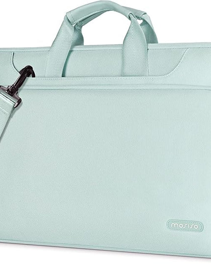 MOSISO 360 Protective Laptop Shoulder Bag Compatible with MacBook Air/Pro, 13-13.3 inch Notebook, Compatible with MacBook Pro 14 inch M5 M4 M3 M2 M1,Matching Color Sleeve with Belt, Mint Green