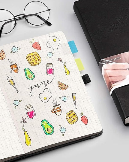 EMSHOI Dotted Notebook - 256 Pages A5 Dotted Grid Journal Notebook,120gsm Thick Paper,16 Perforated Pages, Smooth PU Leather, Inner Pocket,5.75'' × 8.38''-Black