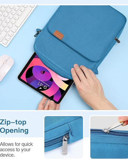 MoKo 9-11 Inch Tablet Sleeve Bag Handle Carrying Case with Shoulder Strap Fits 11inch iPad Air M3, iPad A16 2025, iPadPro 11", iPad10/9/8/7th Gen 10.2, Air 5/4th 10.9, Tab S8/S9 11", Peacock Blue