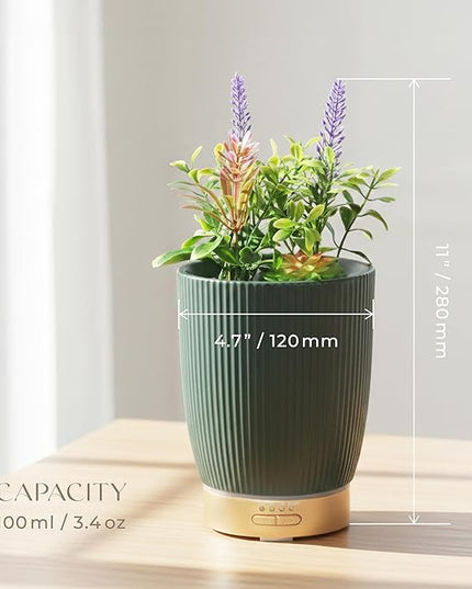 Earnest Living Essential Oil Diffuser Ceramic Artificial Succulent Plants Potted Diffuser 100 ml for Lavender Essential Oils Timers Night Lights and Auto Off Humidifier Aromatherapy Diffusers for Gift
