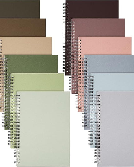 Fuutreo 12 Pcs Spiral Notebook for Work A5 8.3 x 5.7 Inch College Ruled Spiral Journal Notebook Kraft Cover Ruled Paper, 12 Color, 60 Sheets, 120 Pages for Office School(Morandi Color)