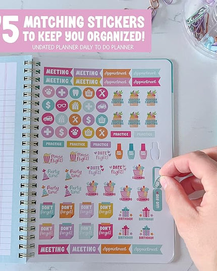 Undated Daily Planner Notebook - Undated Planner Notebooks, Daily To Do List Planners, To Do List Notebook for Work Organization, Day Schedule Planners for Kids and Adults