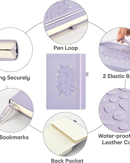 &And Per Se Lined Journal Notebook for Women&Men with Pattern, 365 Pages, 5.7'' x 8'' 100GSM Thick Paper, A5 Journals for Writing (Lavender)