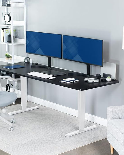 VIVO Electric 83 x 30 in Dual Motor Sit Stand Desk, Memory Height Adjustment, 2B Series, Black Top White Frame, DESK-KIT-2W8B