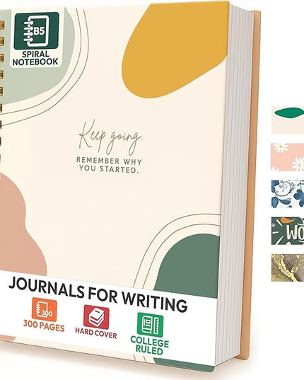 Journals for Writing, 300 Thick Pages, 10.25" X 7.25, Large Hardcover College Ruled Spiral Notebook, Perfect for Note taking, Journal for School, Work