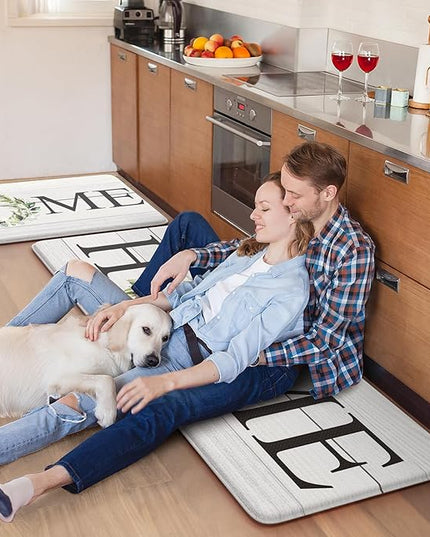 KIMODE Farmhouse Kitchen Mat 2PCS Anti Fatigue Kitchen Rugs Non-Skid Waterproof Kitchen Floor Mat Cushioned Comfort Standing Mat for Office,Laundry,Sink,Home