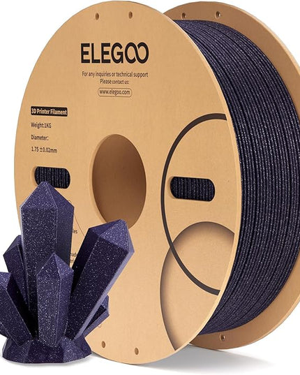 ELEGOO PLA Filament 1.75mm Sparkle Purplish Gray 1KG, Glitter Twinkling 3D Printer Filament Dimensional Accuracy +/- 0.02mm, 1kg Spool(2.2lbs) Fits for Most FDM 3D Printers