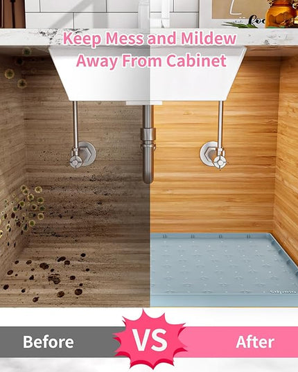 Sdpeia Under Sink Mat 31"×22" Waterproof Silicone Cabinet Liner & Sink Protector for Kitchen & Bathroom, Multi-Purpose Organizers Tray for Pets, Laundry, Cat Litter Mat