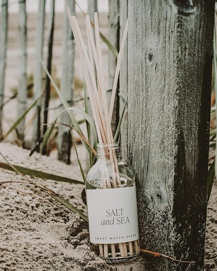 Sweet Water Decor Salt and Sea Reed Diffuser Set - Sea Salt, Citrus, Musk, and Amber Summer Scented Diffuser - Scent Diffusers for Home, Long Lasting Fragrance, Made in The USA