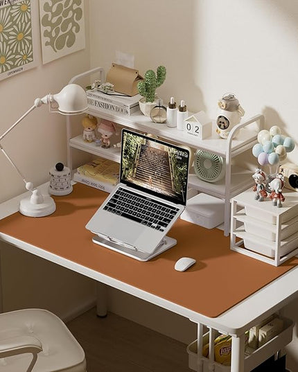 Aothia Faux Leather Desk Mat – Large Mouse Pad, Non-Slip PU Leather Blotter, Waterproof Writing Surface for Office and Home (Brown, 47.2" x 23.6")