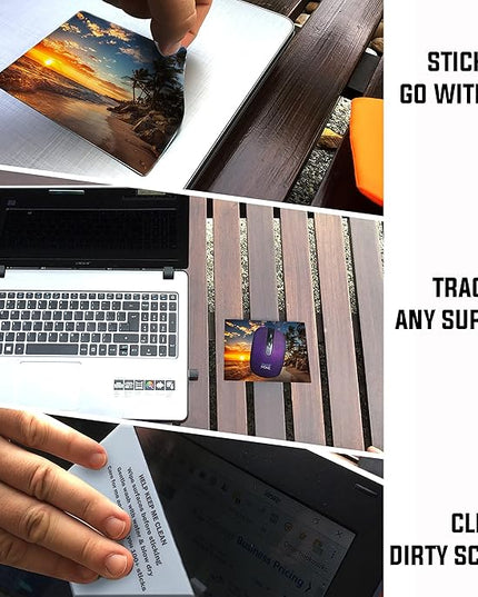 Adhesive Mouse Pad - Peel and Sticks to Any Surface - Travel Mouse Pad, Sticky for Any Surface - Excellent Tracking - Beach Sunset