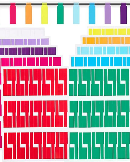 600 Cable Labels, JIQEZNL 20 Sheets Waterproof Cord Label for Electronics, 10 Colors Printable Wire Labeling Tags for Ethernet and Network, Write on Labels for Cable Organize