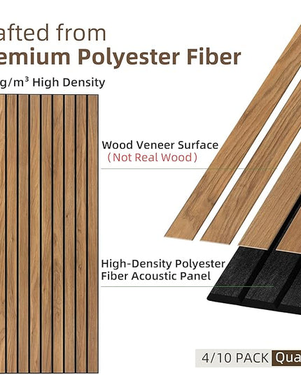 TO-TH Wood-Look Acoustic Wall Panels, 10 Pack 47.2” x 23.6” Acoustic Panels, Decorative Sound Absorbers Sound Dampening Panels for Home, Office, Basement, Rustic Teak