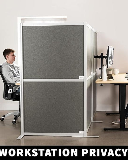 VIVO L-Shape Modular Corner Wall System, 3 Panels, Modern Professional Office Cubicle Dividers, Freestanding Privacy Screen, 66 inches High, Dark Gray, PP-MWS63D-L