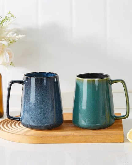 HYTYSKAR Large Ceramics Coffee Mugs, 24 OZ Large Handle Coffee Mugs, Extra Large Tea and Coffee Cup for Office and Home, Microwave and Dishwasher Safe (24 OZ Blue)