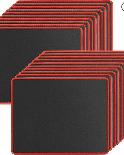SaiTech IT 20 Pack Gaming Mouse Pad, Water Resistance Coating Natural Rubber Gaming Mouse Pad with Stitched Edges & Non-Slippery Rubber Base (9.84 x 8.27 Inch) - Black with Red Stitched Border