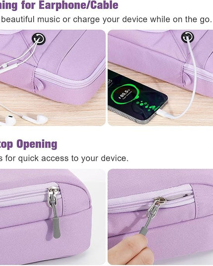 MoKo 9-11 Inch 360° Protective Tablet Sleeve Bag, Fits 11 inch iPad Air M3, iPad A16 2025, Pro 11 M5, iPad 10/9/8/7th, Tab S8/S9 11, Multifunctional Bag with Shoulder and Headphone Port, Purple