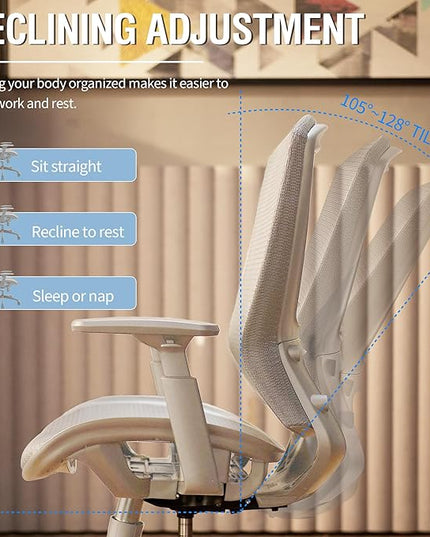 ELABEST T96 Mesh Office Chair,Ergonomic Computer Desk Chair,Sturdy Task Chair- Adjustable Lumbar Support & Armrests,Tilt Function,Comfort Wide Seat,Swivel Home Office Chair