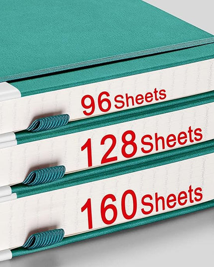 AHGXG Bullet Dotted Journal - 320 Numbered Pages Dot Grid Notebook A5 Thick Journal, 100gsm Thick Dotted Paper, Leather Hardcover,Inner Pocket, 5.75'' × 8.38'' - Cyan