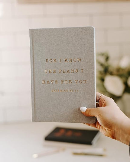 Sweet Water Decor Cute Motivational Lined Composition Notebook for Women, 100 Ruled Pages for Writing, Diary with Fabric Inspirational Cover (For I Know The Plans I Have For You)