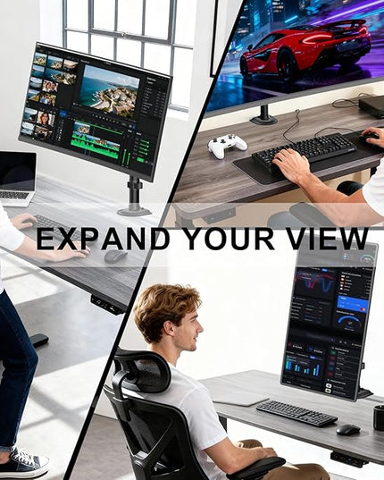 WALI Heavy Duty Single Monitor Arm Desk Mount for 13-49 Inch Screens, Ultrawide Monitor Stand with Full Motion Tilt, Swivel, Rotation, Holds up to 44 lbs, C-Clamp Mount for VESA 75/100mm,(M001S)