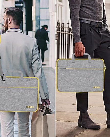Laptop Shoulder Bag 13 13.3 14 Inch Case Compatible with MacBook Pro 14 2025-2021 M4/M3/M2/M1, Mac Air/pro 13-13.3 Inch and Most Popular 13-14 Notebooks,Spill-Resistant Briefcase,Gray&Light Yellow